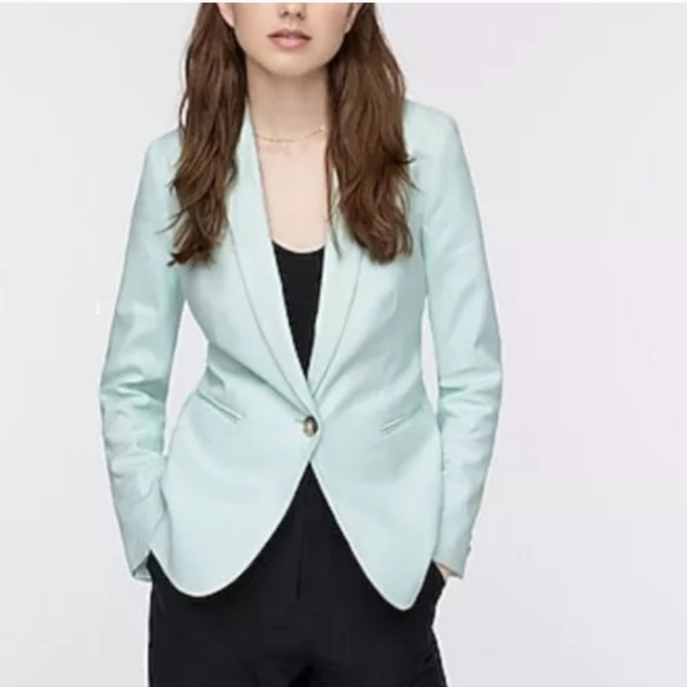 J.Crew Linen Blend Mint Green Parke Blazer NWT